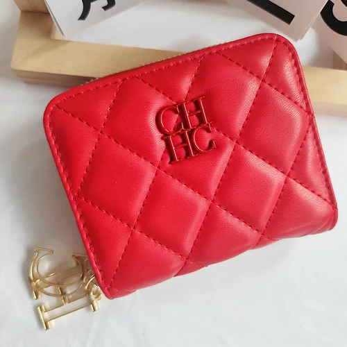 Nueva cartera CH para mujer, exquisita marca de lujo, monedero corto de Color sólido para mujer, Material PU de alta calidad, logotipo de marca exquisito