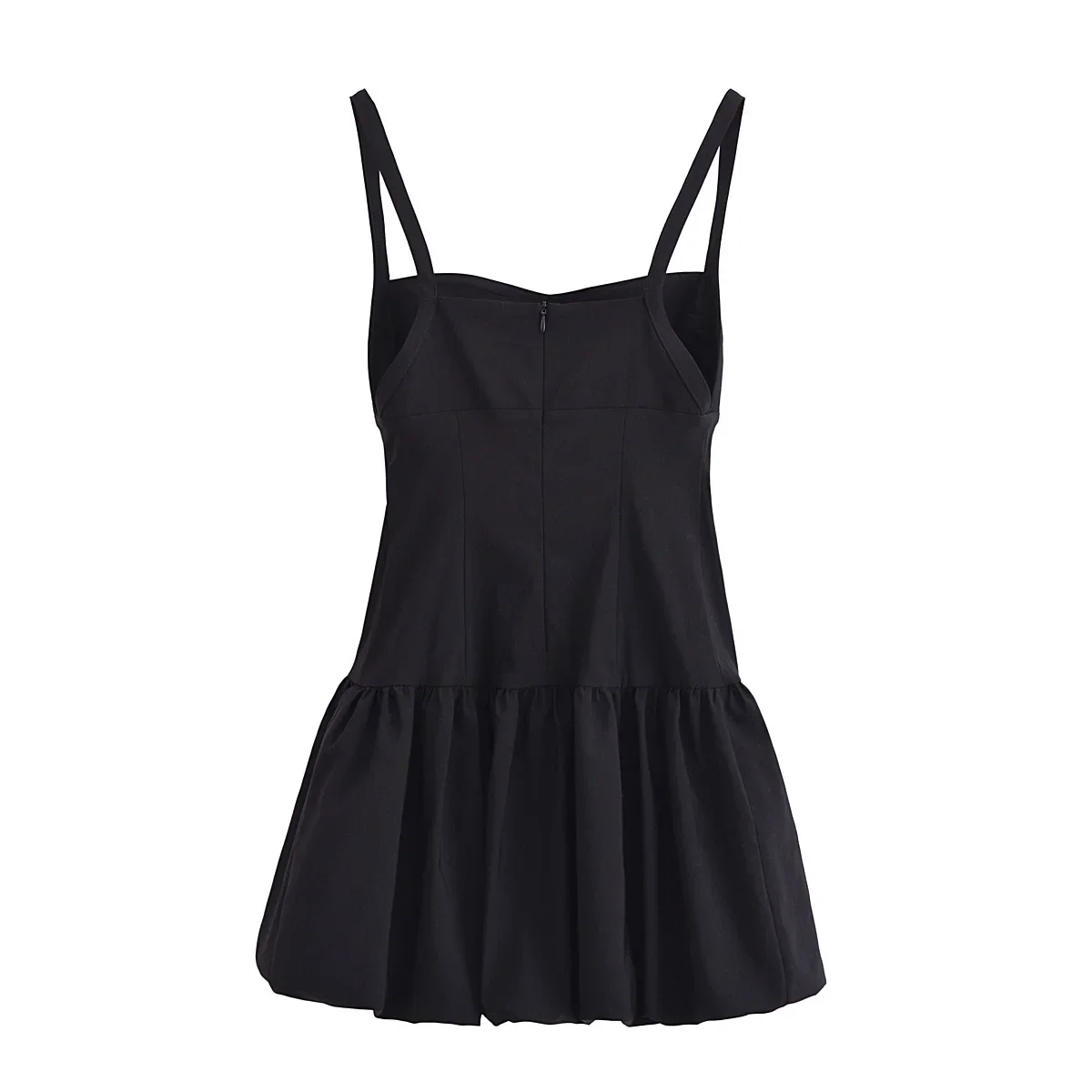 TRAF Sleeveless Slip Black Dress Woman Cut Out Short Dresses For Women Ruched Ball Mini Dress Summer Backless Party Dresses