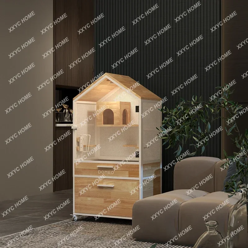 Mini Art Museum Solid Wood Chinchilla Cage Cabinet Starry Sky Panoramic Transparent Chinchilla Villa