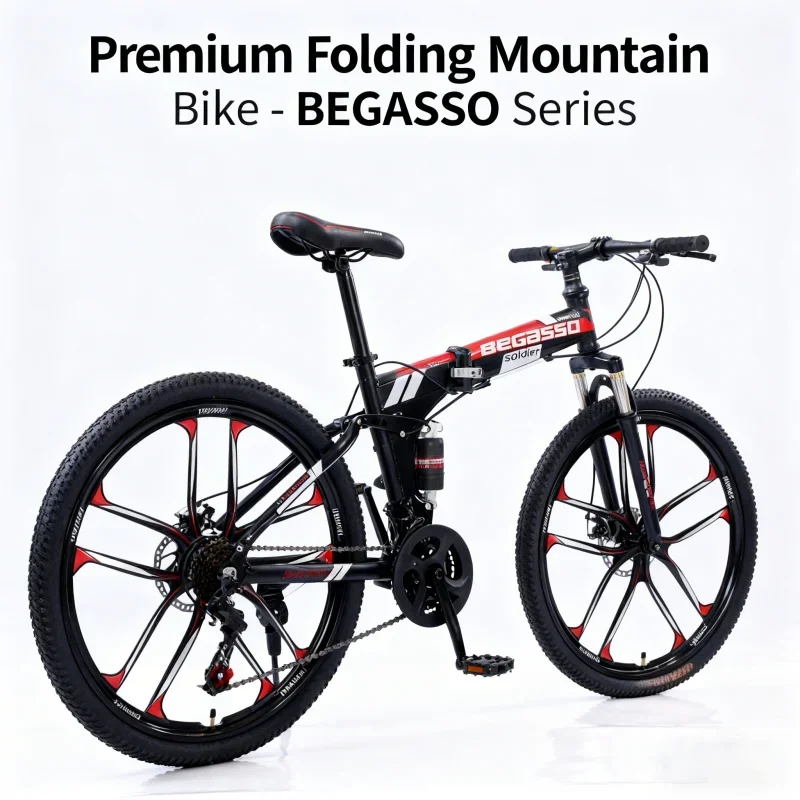 

Adult Folding Mountain Bike High Configuration Ten Blade Wheel Black Variable Speed Soft T Cross-Border Wholesale