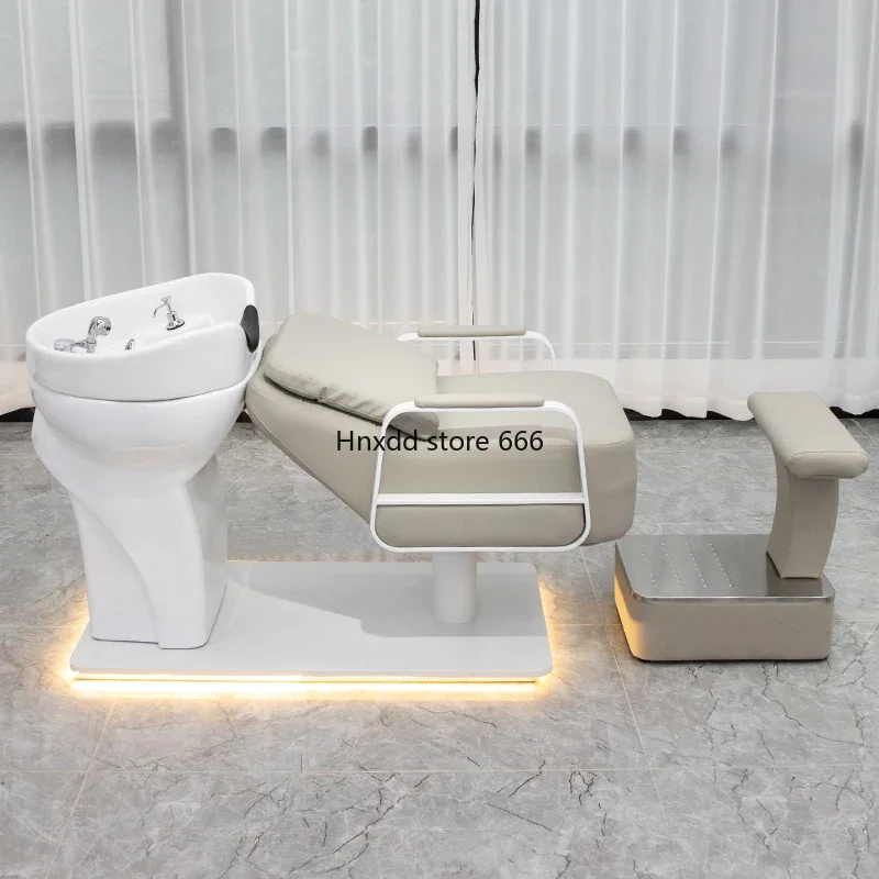 Barber shop Thai style full lying ceramic deep basin shampoo bed