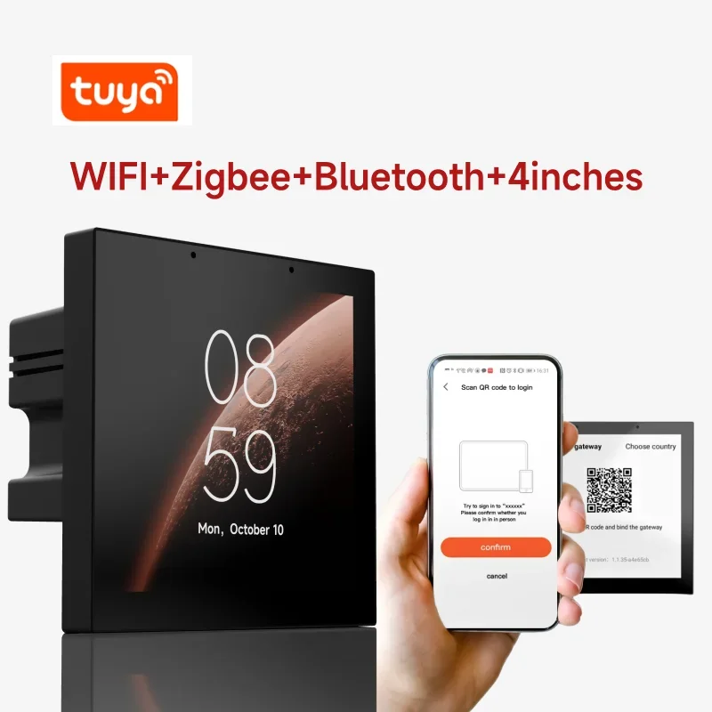 Produk & Perangkat Rumah Pintar Tuya Gateway Wifi 4 inci, Panel Kontrol Sentuh Pintar, Otomatisasi Rumah Android, Teknologi Pintar Elektronik H9