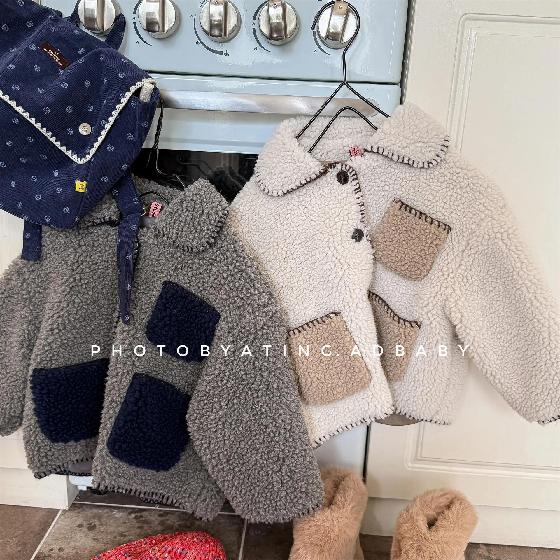 الخريف الشتاء طفل الفتيات سترات القطن رفض طوق الرضع الفتيات الصوف ملابس خارجية معطف خليط طفل أطفال بنات جاكيتات