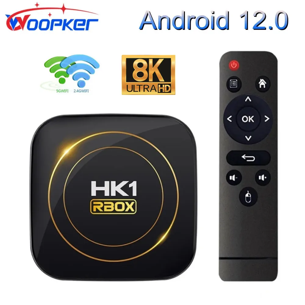 

Woopker 8K TV Box Android 12 HK1 RBOX H8S Allwinner H618 Support 2.4G 5G Dual Wifi HDR10 Media Player 4GB 64GB Fast Smart tvbox