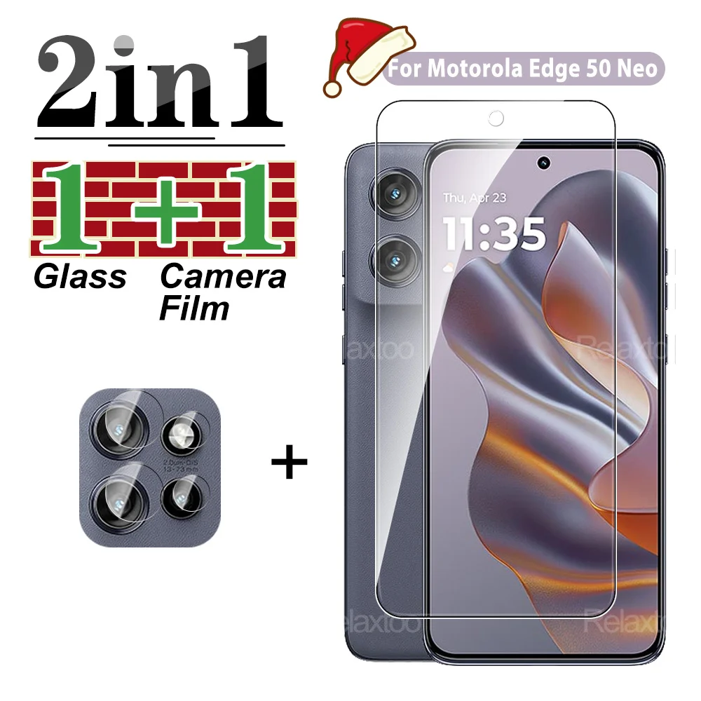 زجاج واقي 2in1 عدسة فيلم لموتورولا إيدج 50 نيو موتو G55 واقي للشاشة MotoG54 G24 Power G04 G04s G84 G14 E13 50Neo