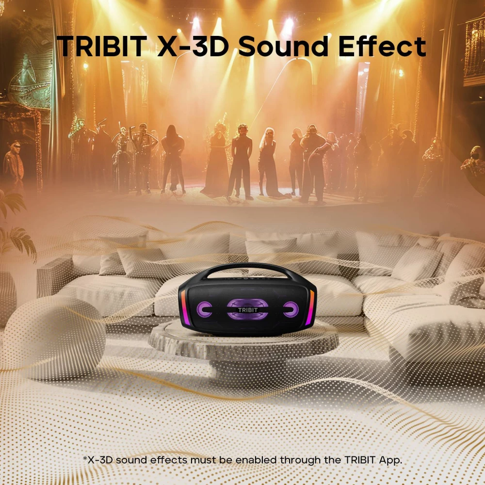 TRIBIT StormBox Blast 2 Bluetooth Speaker, 200W Power With Subwoofer Outdoor IP67 Party Speaker, 30H Playtime, LED, Mic Input