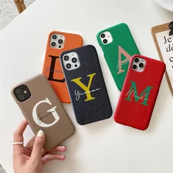 Custom Colorful Name LettersLeather iPhone Case For iPhone 17 14 12 11 Pro Max XS XR 15 16 Plus Luxury Cover for iPhone 13 pro