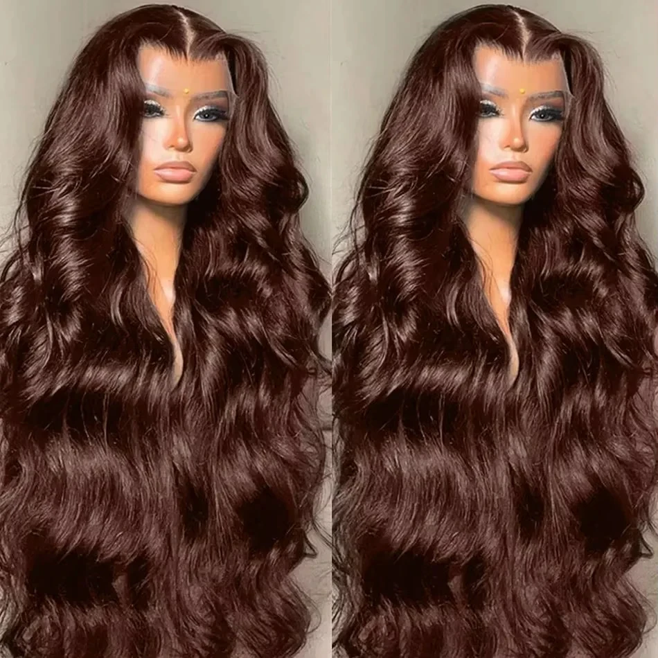 

Body Wave Chocolate Brown Lace Front Wigs Human Hair Pre Plucked Brazilian Brown Virgin Hair 13x6 HD Frontal Wig For Women