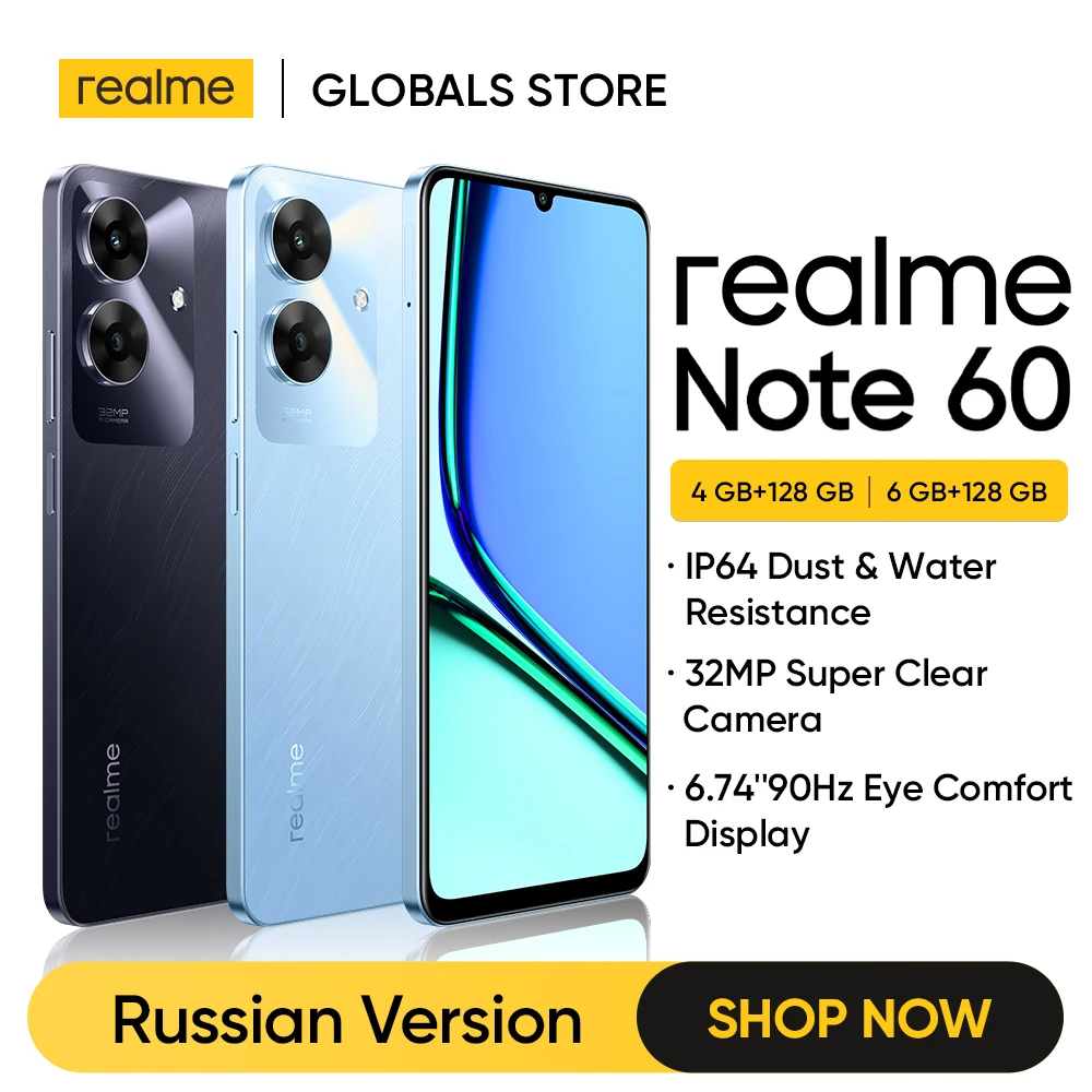 【First release】realme Note 60 Smartphone 32MP Camera 6.74'' 90Hz Display 5000mAh Battery IP64 Powerful Octa-core Chipset