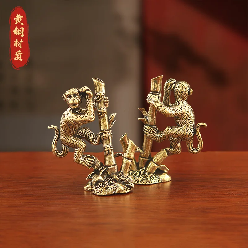 Brass King figurine, a decorative piece office desk, representing the zodiac monkey, suitable for tea tables and