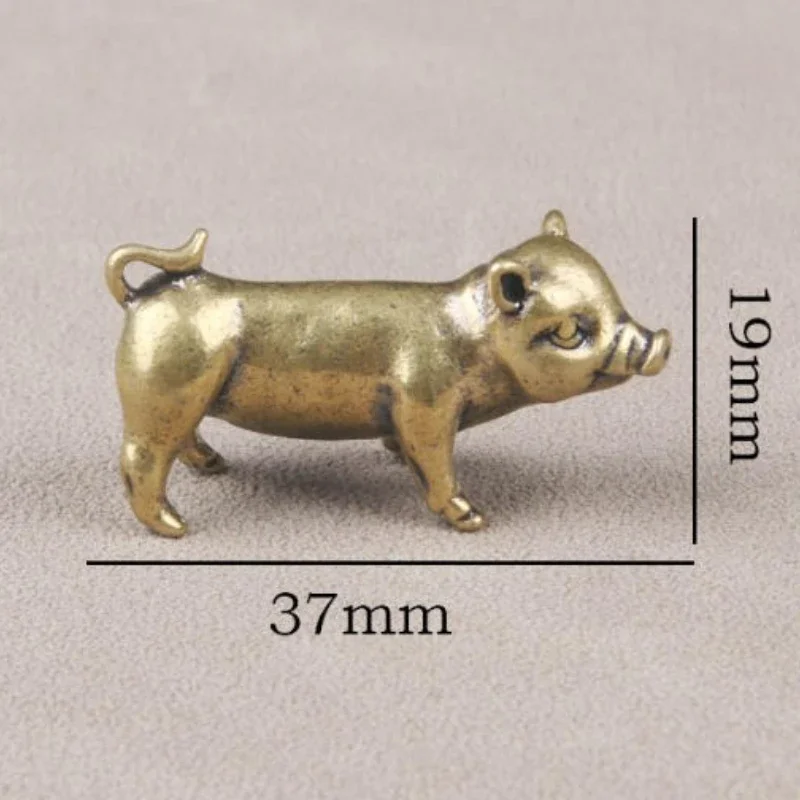 Retro Brass Handmade Pig Miniatures Figurines Desk Ornament Metal Copper Animal Model Toy Tea Pets Decoration Crafts Accessories