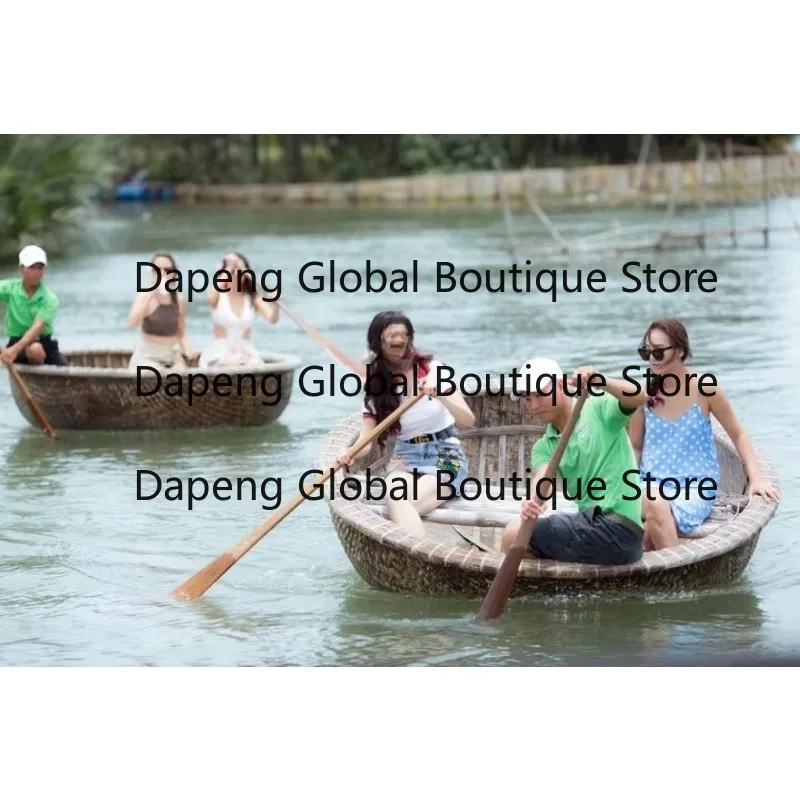 Eco Friendly Handmade Bamboo Single Person Hand Propelled Floating Vessel Traditional Craft Sightseeing Equipment
