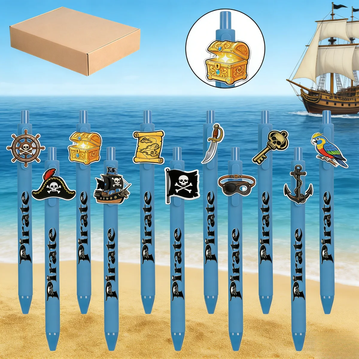 

Набор из 11/17 шт. креативных ручек-роллеров в пиратской тематике для ежедневного использования в офисе