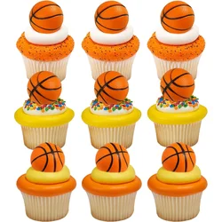 10Pcs Basketball Cake Toppers 3D Basketball Cake Pick Decorations for Sports Theme Babyshower Birthday Party Supply Decorations