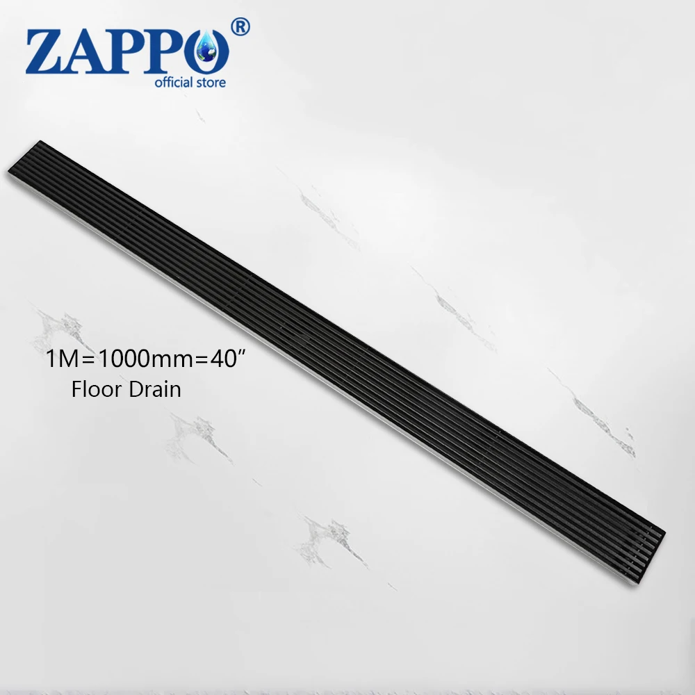 ZAPPO 1M Rectangular Linear Shower Drain with Brickwork Pattern Grat 304 Stainless Steel Bathroom Floor Drain Shower Floor Drain