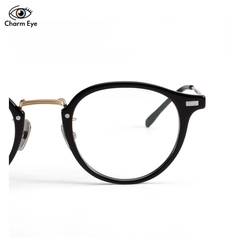 خفيفة للغاية التيتانيوم النقي الذهب الأسود إطارات النظارات النساء قصر النظر البصرية اللون تغيير النظارات الرجال النظارات الطبية المستديرة