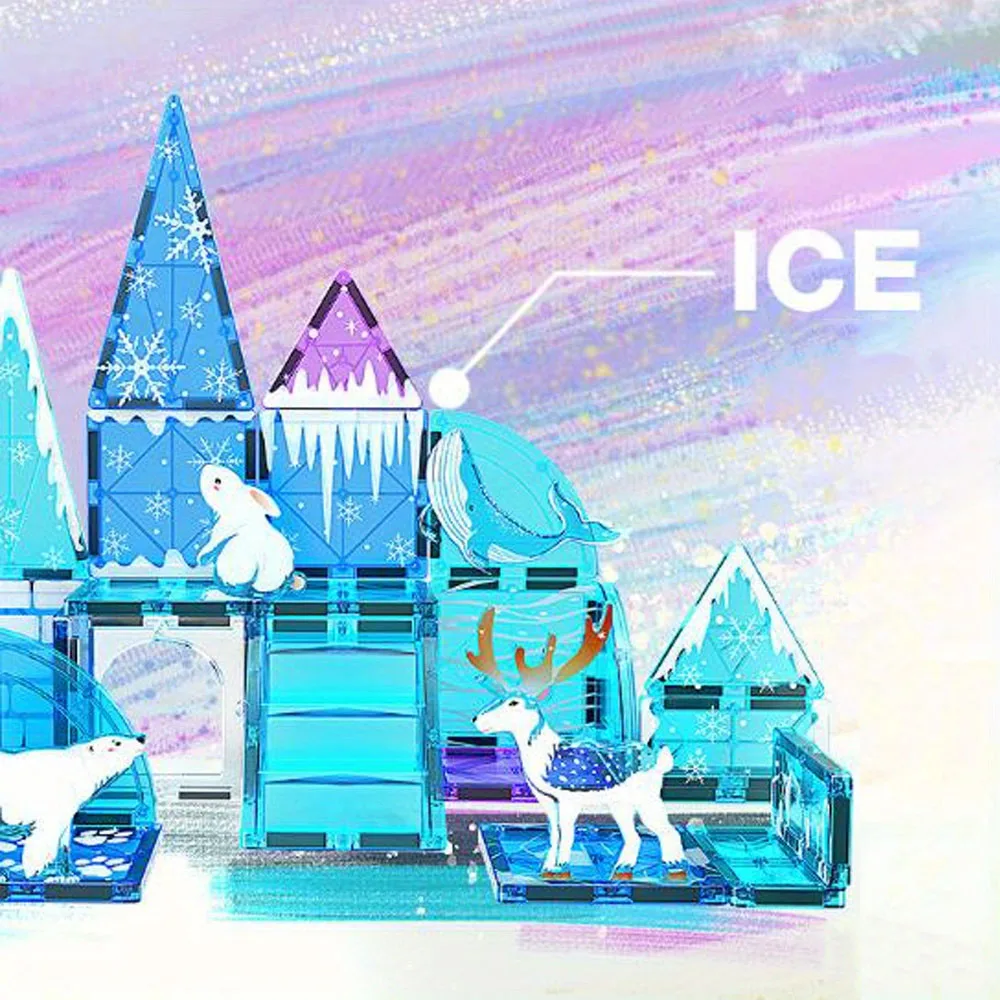 DIY 32pcs Ice And Snow Animals Magnetic Building Blocks - Large STEM Toy MOC Creative Magnetic Toys, Children Educational Gift