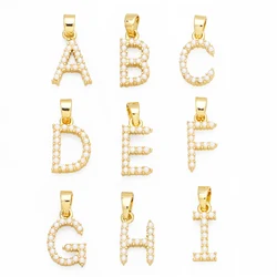 OCESRIO Trendy Small Pearl 26 Letters Necklace Pendant Copper Gold Plated Initial  Alphabet Jewelry Making Supplies pdtb153
