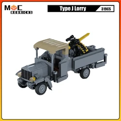 WW1 British Military Vehicle Type J Lorry Freight Truck MOC Building Blocks Assembly Model DIY Technology Bricks Toys Kid's Gift
