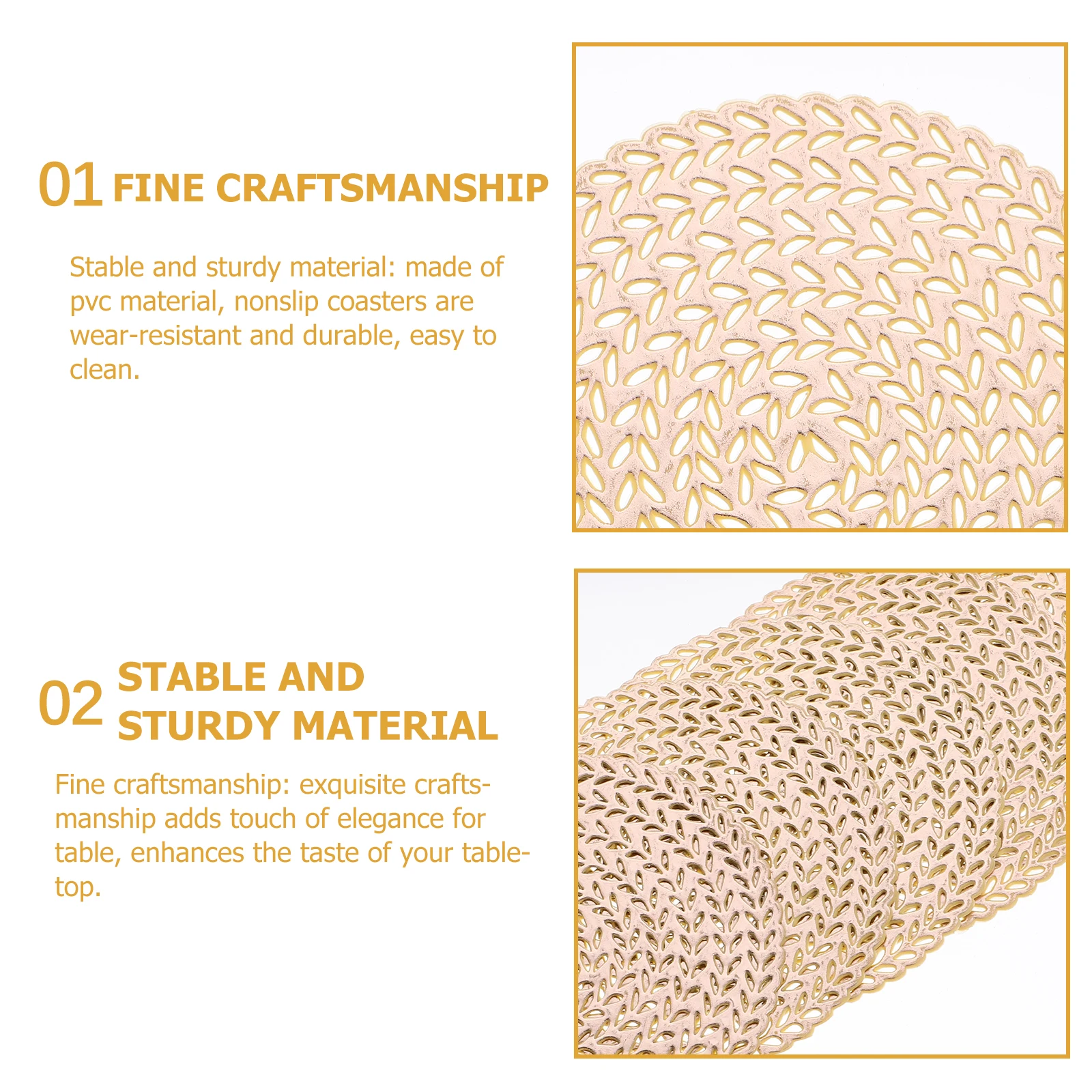 

10pcs Hollow Mat Round Placemat Dining Table Mats Cup Coasters Non Slip Kitchen Dining Table Mats Reusable Set