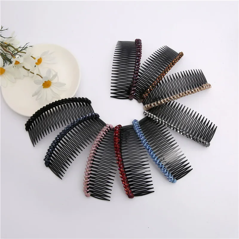 Elegant Rhinestone Teeth Insert Hair Clip with Anti-Slip Comb Design for Flyaway Control Banquet Wedding Events