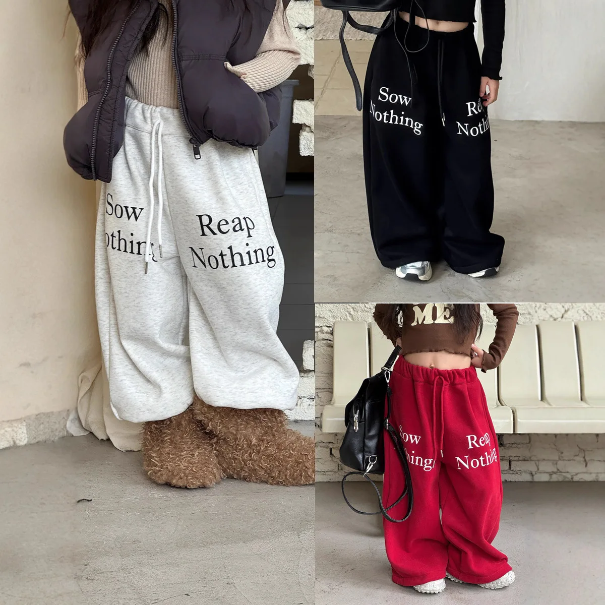 

Children Pants 2025 Winter New Fashion Casual Pants Boy's Hip-hop Wide-leg Pants Thickened One Velvet Trousers
