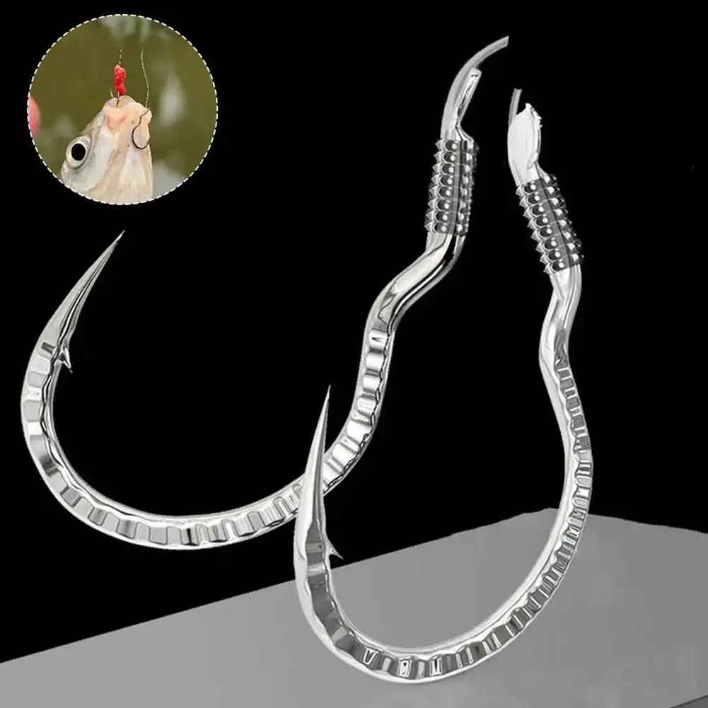 Hameçon de pêche créatif à motifs d'écailles de poisson, automatique, antidérapant en carbone, haute Anti-acier, barbelé, hameçon pointu W4L0