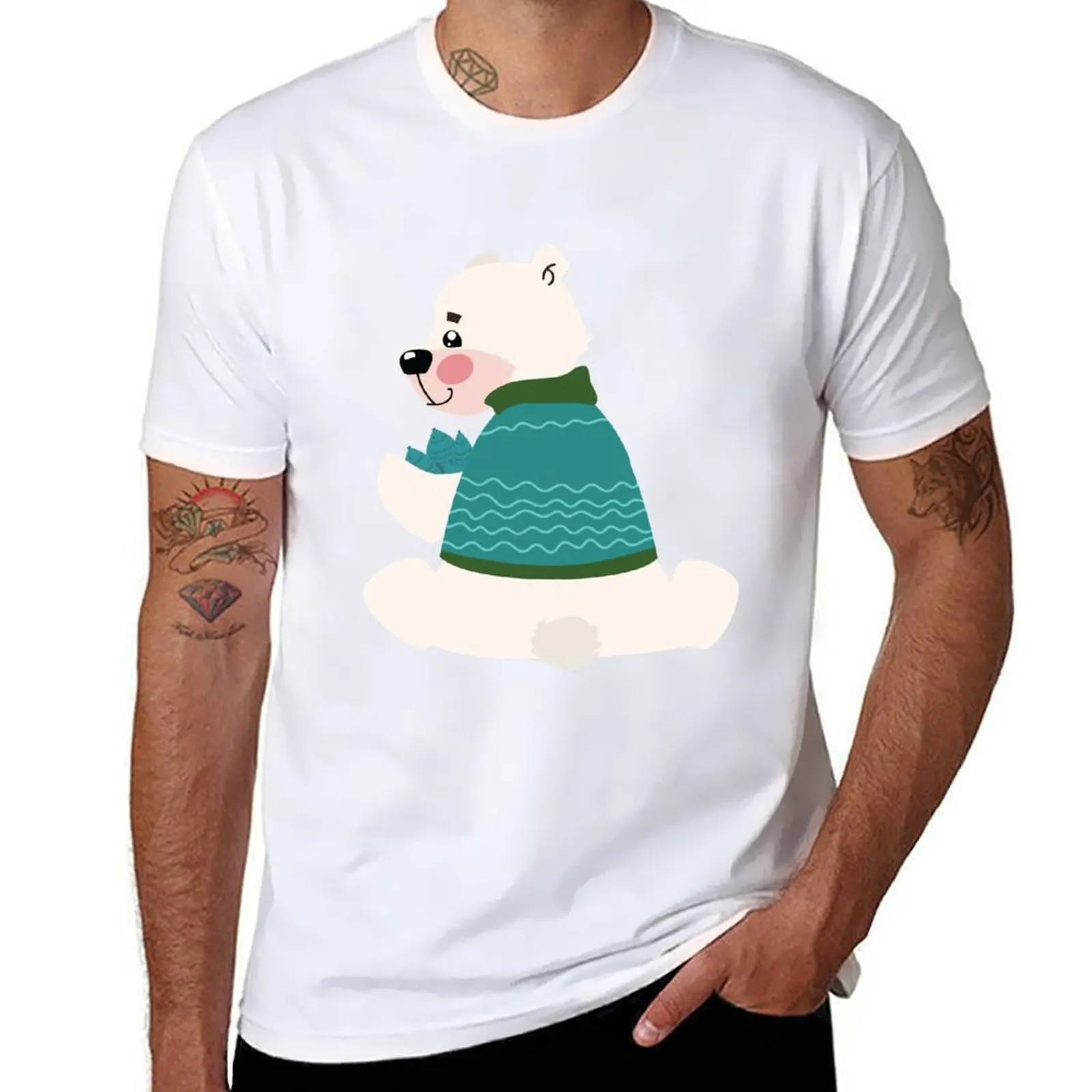 

christmas Polar Bear T-Shirt man t shirt cotton printed t shirts for man T-Shirt