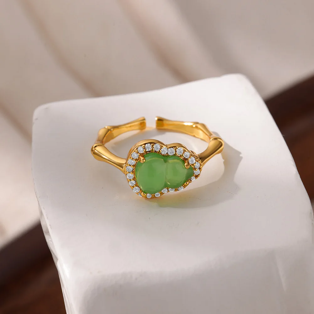 Stainless Steel Opal Sun Rings for Women Gold Color Vintage Imitation Pearl Adjustable Wedding Ring Aesthetic Fashion Jewelry
