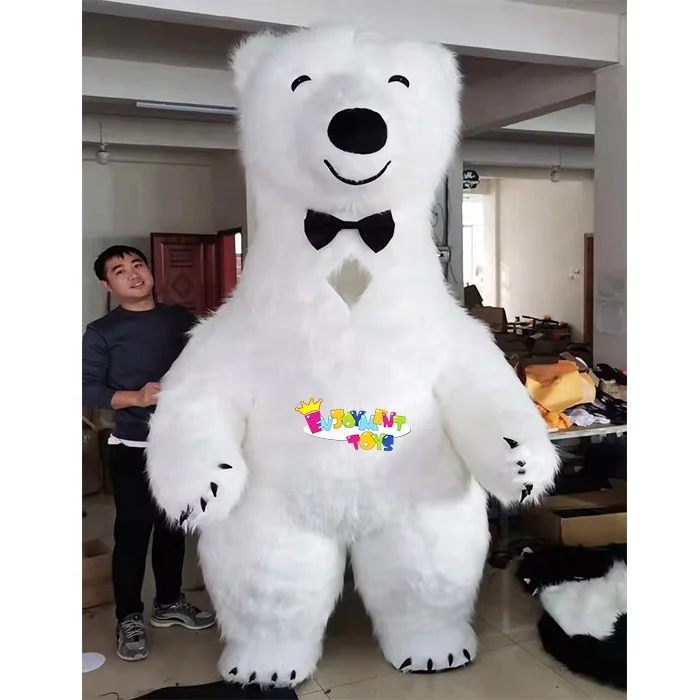 

Inflatable Giant Plush Christmas Polar Bear Mascot Costume Walking Doll for Halloween Carnival Fancy Parties No-Battery