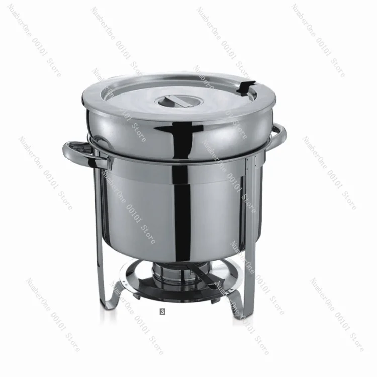 Stainless steel large-capacity soup stove: Western-style round flip-top visual buffet soup stove