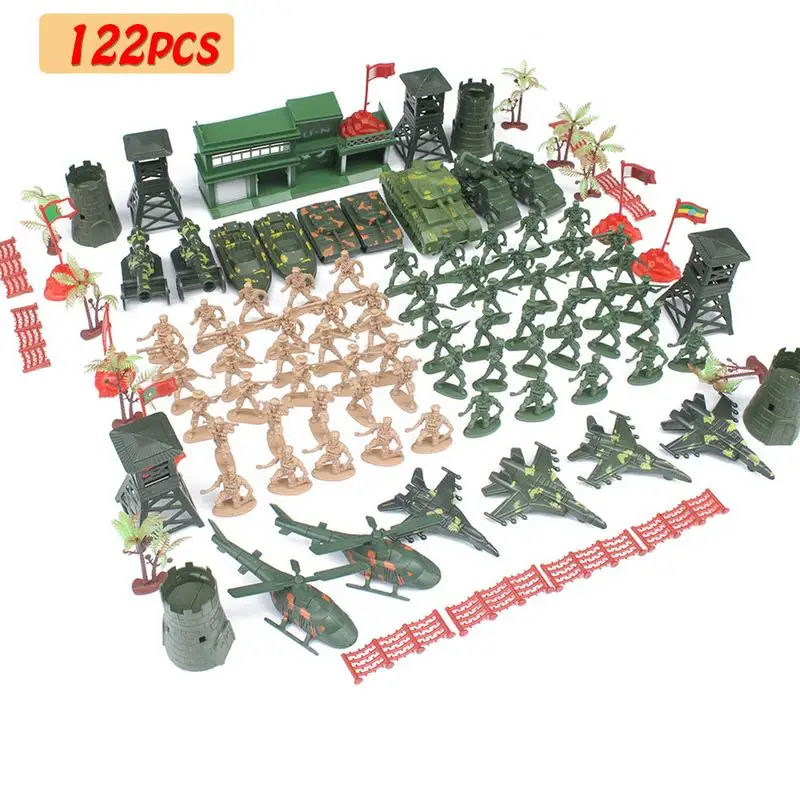 

122PCS/Set 6CM High Quality Military Equipment Plastic Soldier Model Toys For Boy Best Brinquedos Gift For Kids Toys Wholesale