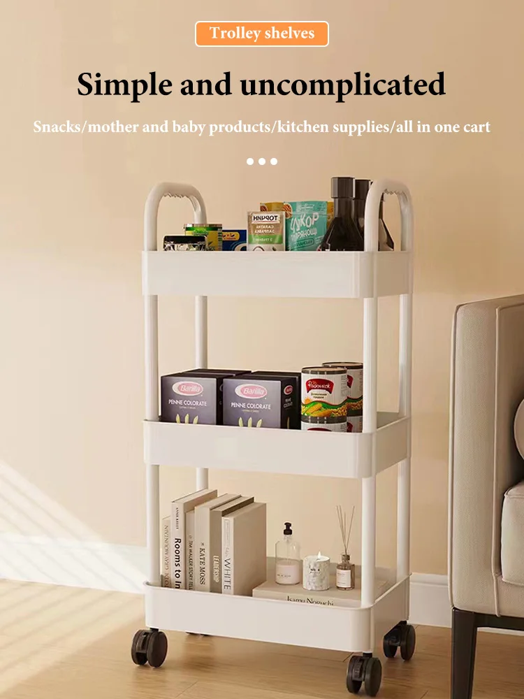 Trolley Rack Mobile Cart Snacks Storage Organizer Household Multifunctional Sundries Racks With Wheels Multi Storey Bookshelf