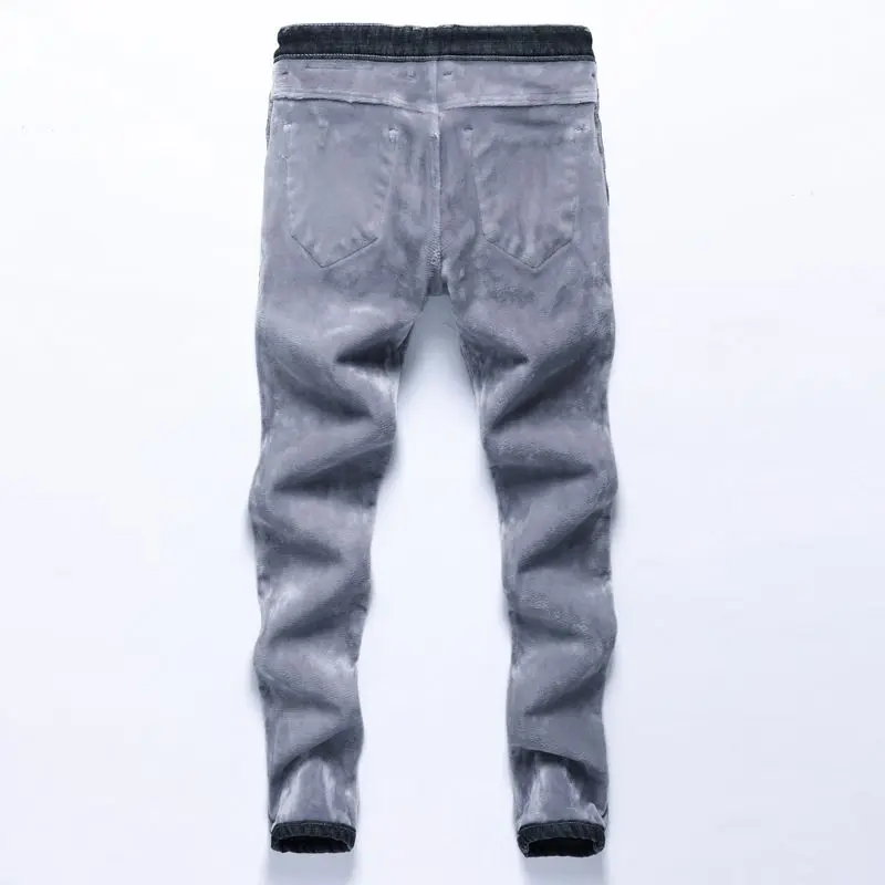 Celana Jeans Pria Model Y2K 2025, Longgar, Tebal, Berbahan Fleece, Kasual, Serbaguna, Kelas Atas, Slim Fit, Kaki Lurus, Musim Gugur Musim Dingin, Hangat