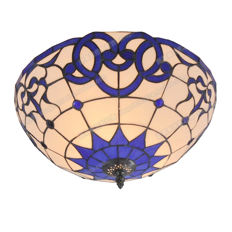 40CM porcellana blu e bianca modello Tiffany soffitto soggiorno camera da letto balcone Opple illuminazione semplice lampade in vetro lampada portico