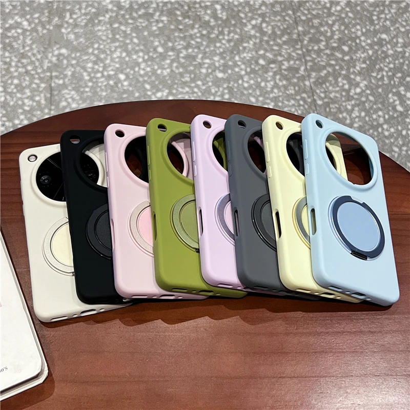 Soft Silicone Wireless Charging Magnetic Rotate Kickstand Case For OPPO Find X8 Ultra X8 Pro X8S, Fleece Protection Phone Cover