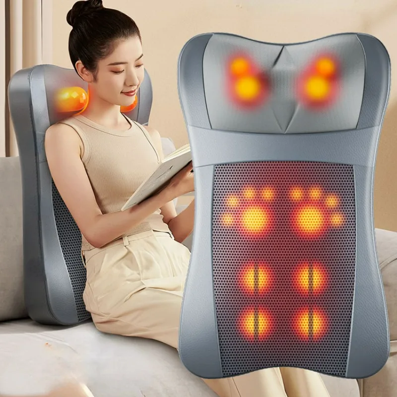 Remote Control Pain Relief Body Massager,Back Lumbar Vertebra Shoulder Kneading Cervical Pillow,Multi-functional Massage Cushion