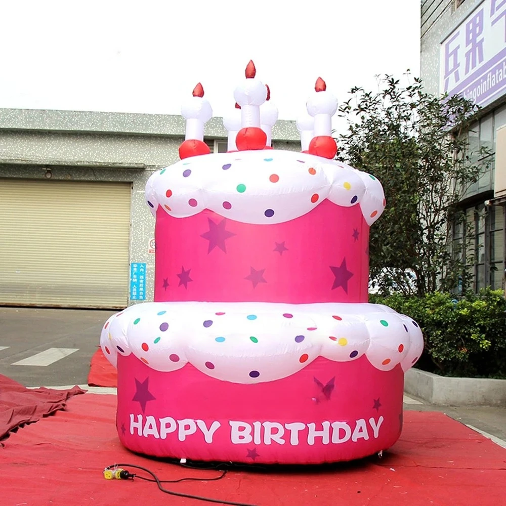 

Pink Inflatable Candles Large Giant Happy Birthday Cake With Cake Model For Outdoor Party Decorations Bundle Home Celebration