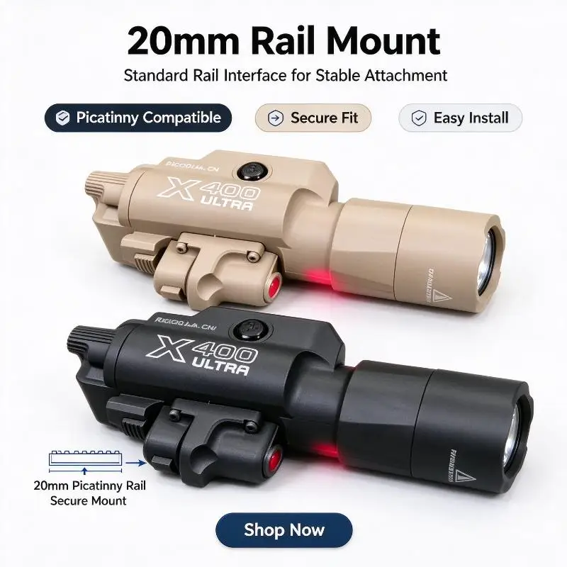 X400U Tactical 2-In-1 Flashlight Laser Pointer High Power 20Mm Rail Airsoft CS Game Gear For Hobby Model Diy