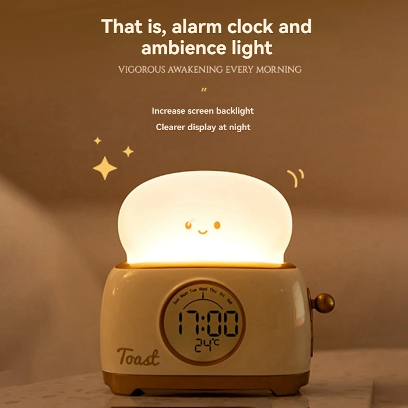 Broodbakmachine Wekker Nachtlampje met timingfunctie en oneindig dimmen 1200mAh Nachtlampje voor slaapkamer, nachtkastje, desktop
