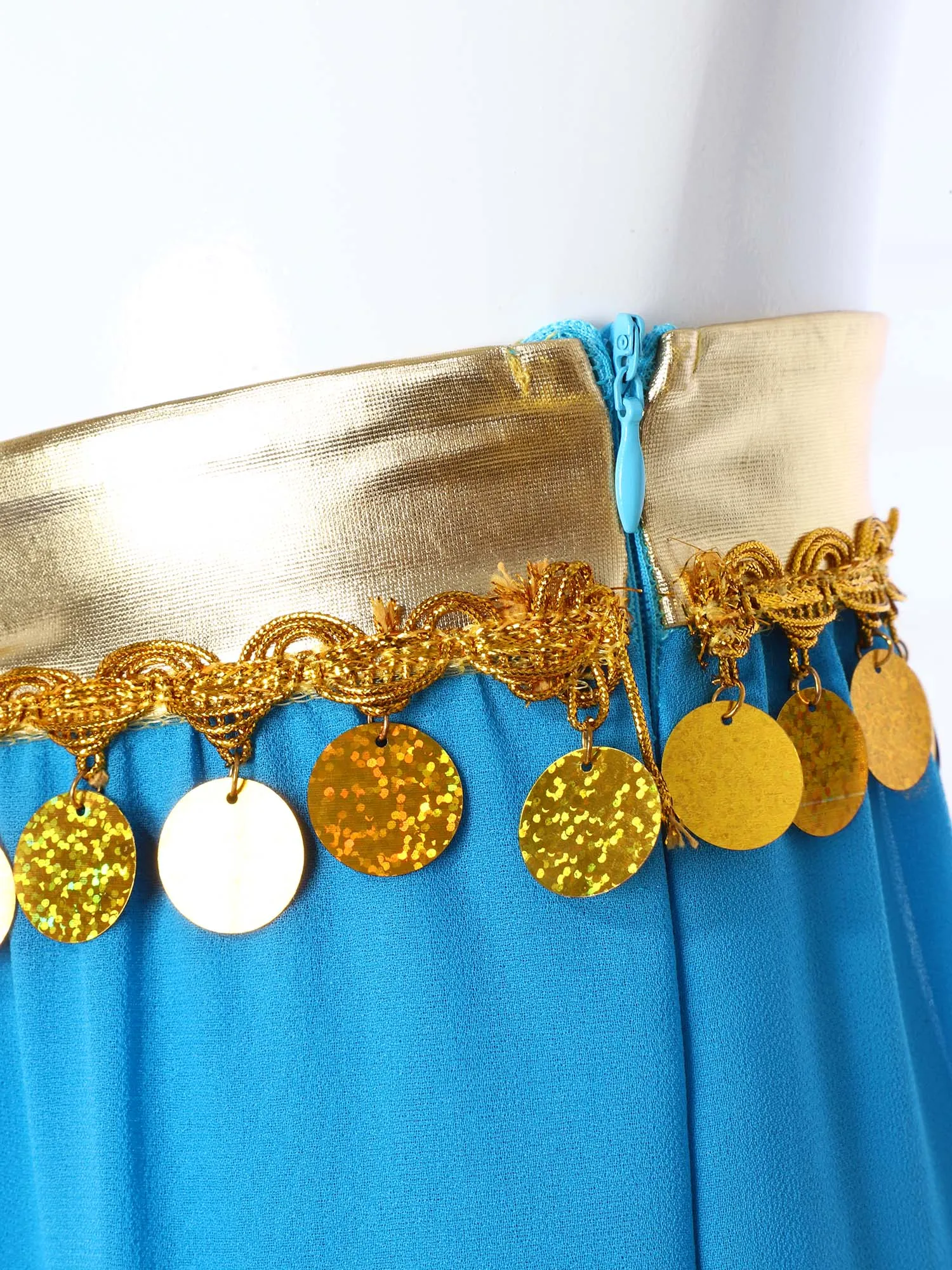 Kids Girls Belly Dance Pants Stage Costume Patchwork Sequin Tassels Pants Built-In Briefs for Belly Dance Theme Party Masquerade
