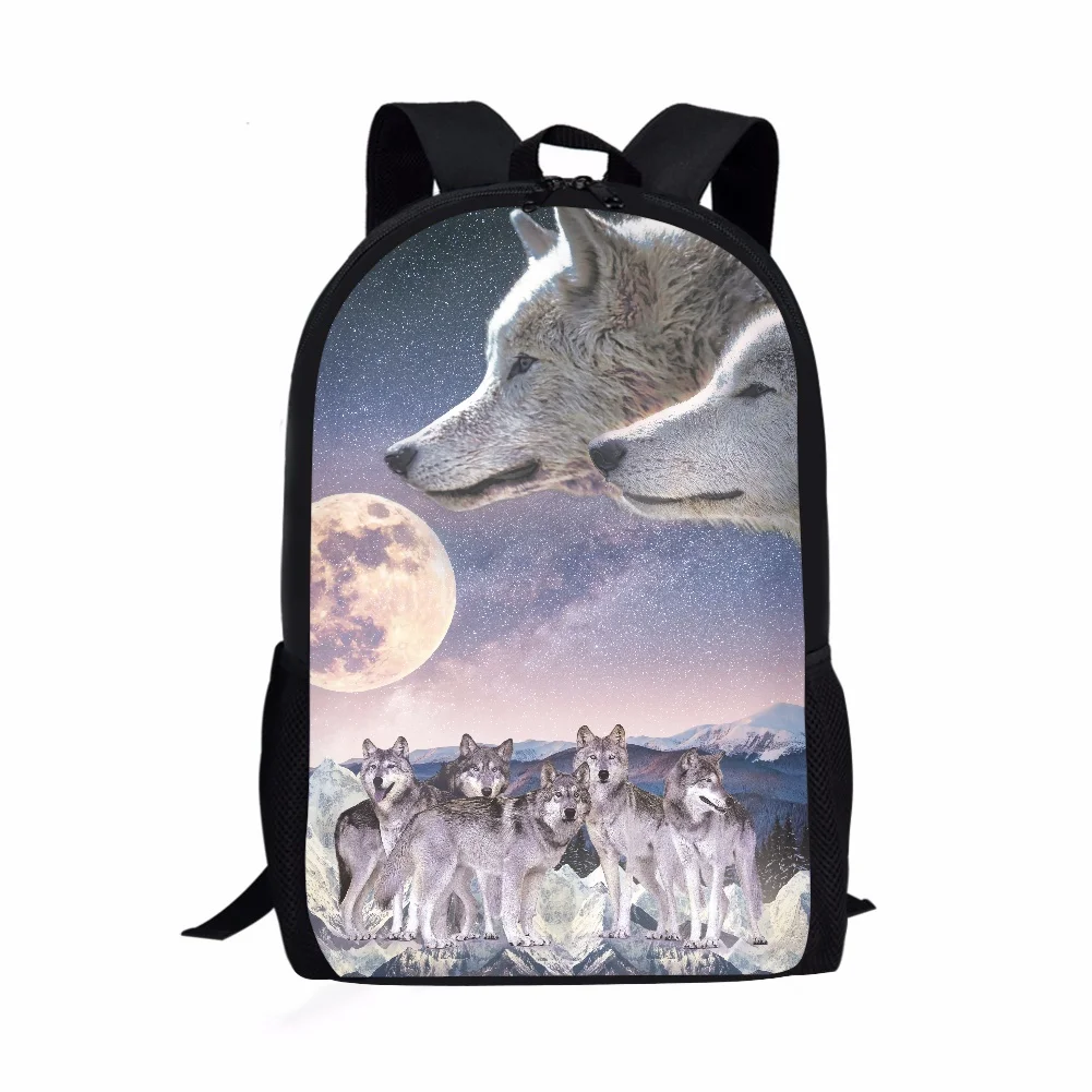 Mochila com estampa Full Moon Howling Wolf, Bolsas escolares para adolescentes meninos e meninas, bolsa escolar, mochilas 16 ", bolsas de viagem para mulheres e homens