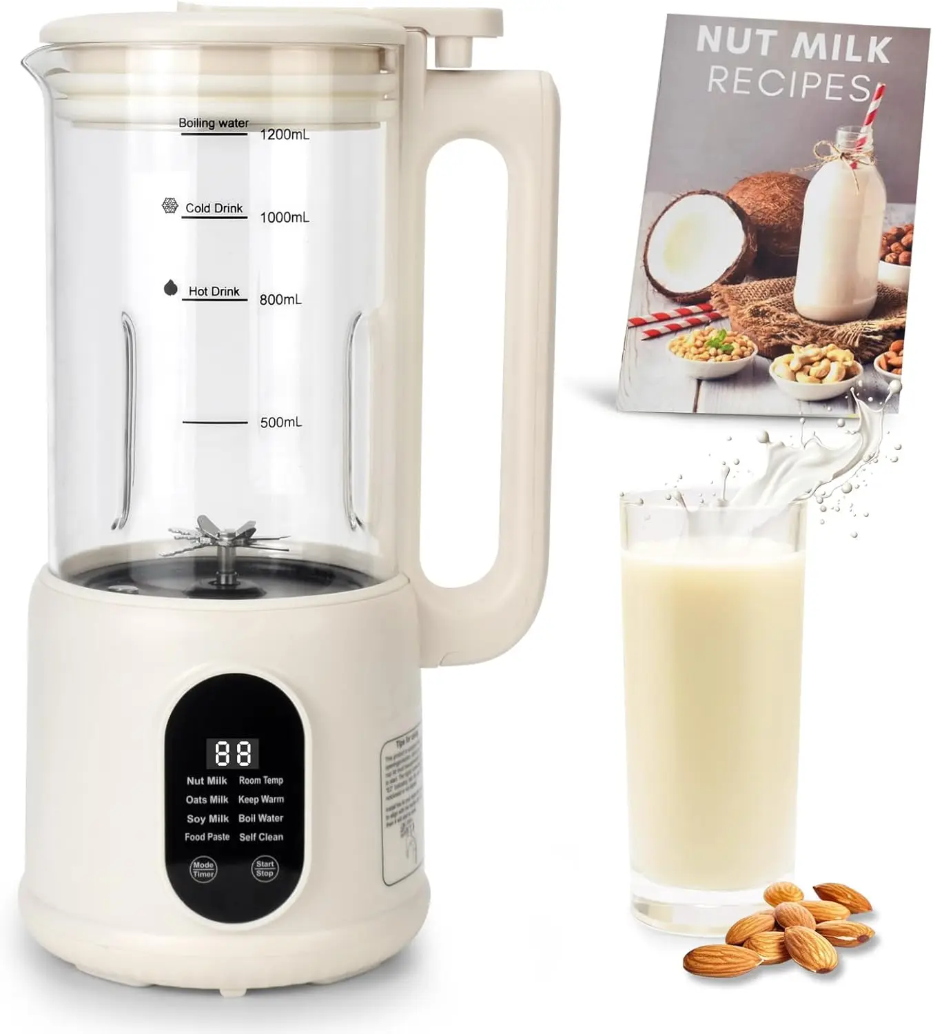 

Nut Milk Maker, 8 in 1 Homemade Automatic Plant-Based Milk, Soy Milk, Almond Milk, Oat Milk, Coconut Milk & More, Multifunctiona