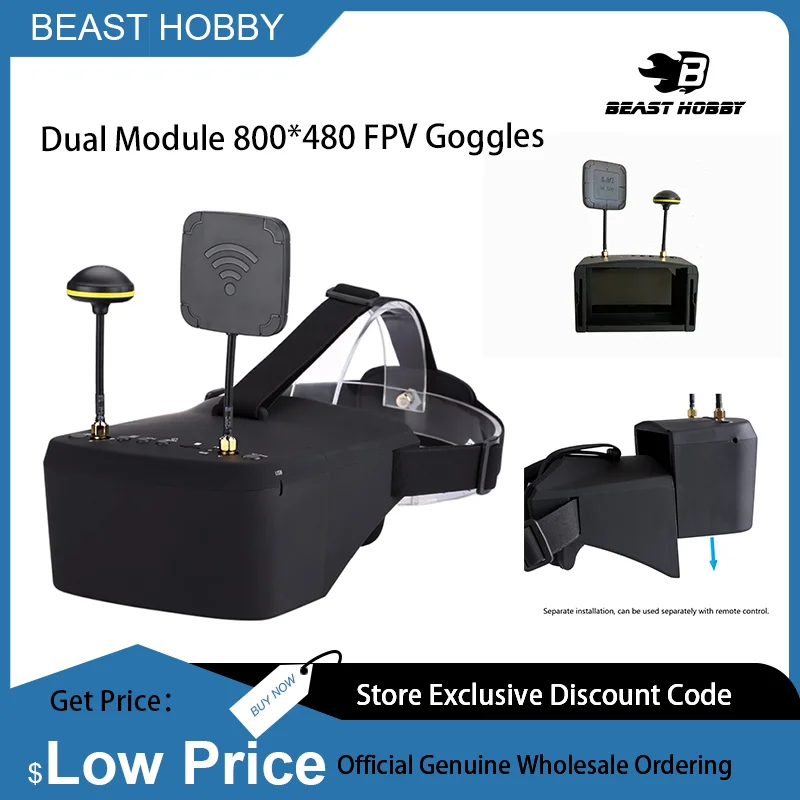 EV800D 5.8G 40CH Diversity FPV Goggles 5 Inch 800*480 Video Headset HD DVR for Racing Drone Micro BWhoop Drone