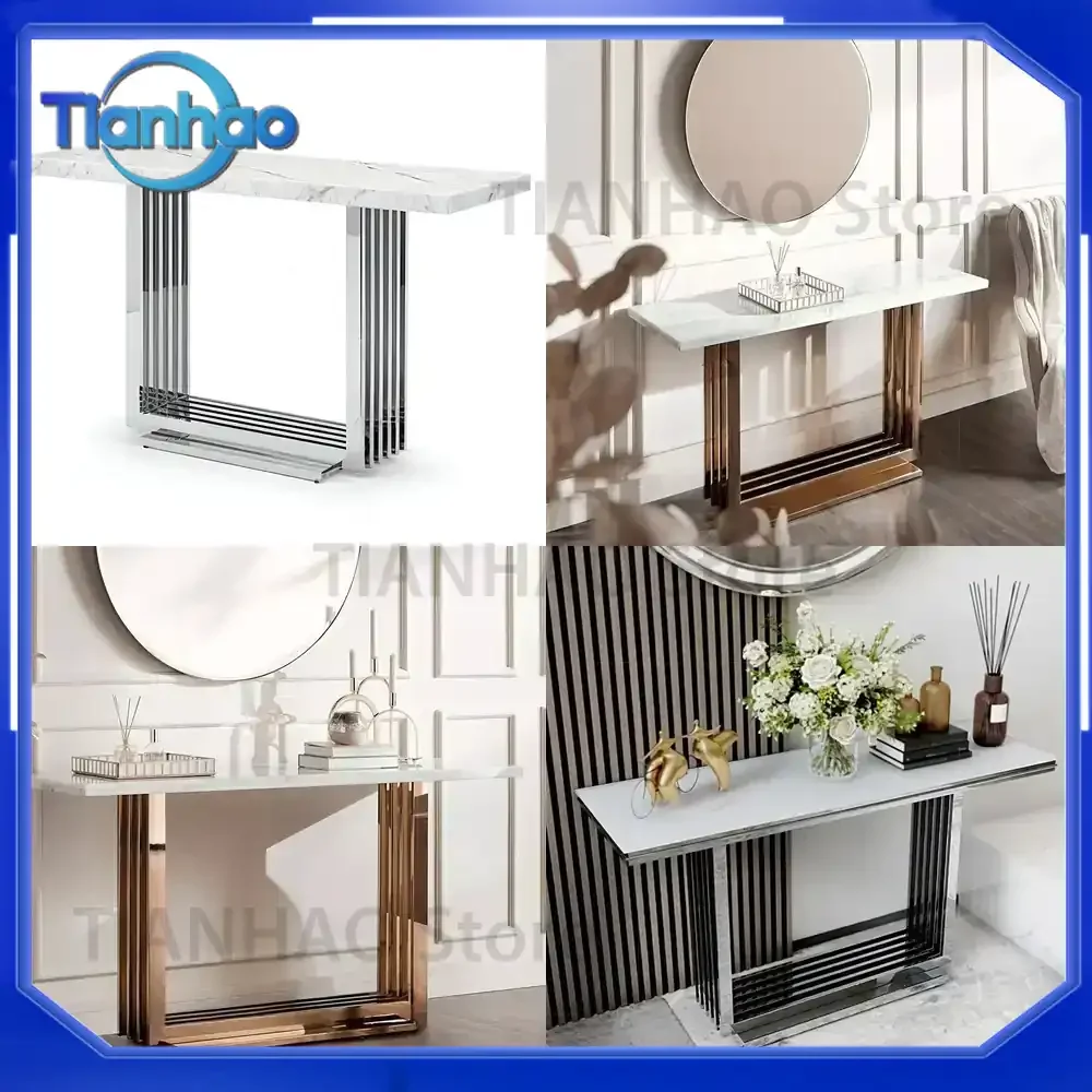 Stainless Steel Entrance Table for Modern Decor Light Luxury Corridor Cabinet Decorative Entryway Long Console Table