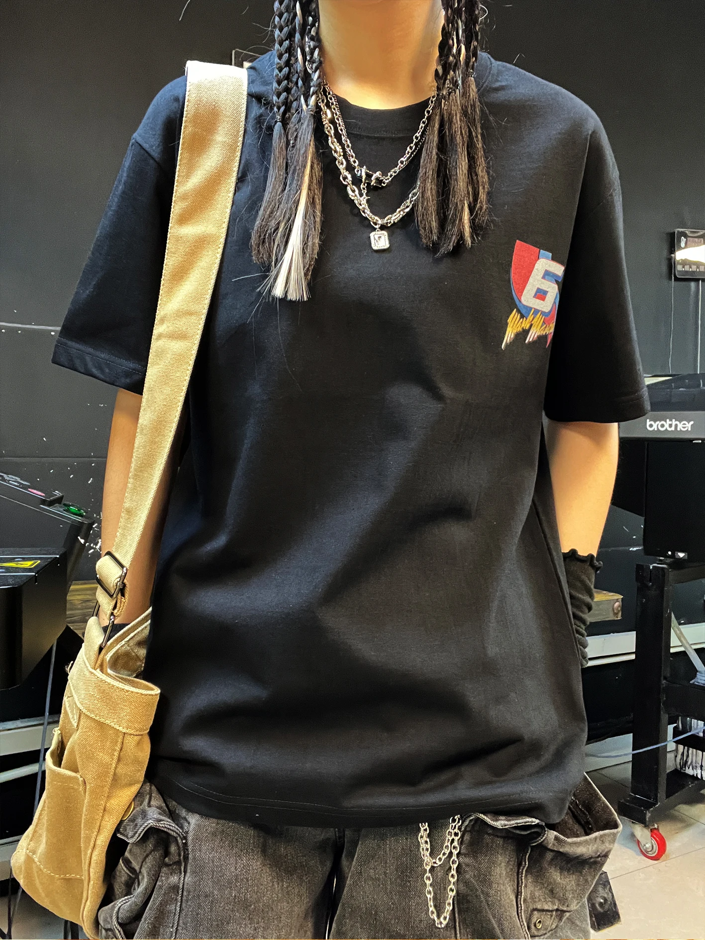 Heavyweight 260G Lazy Short Sleeve T-Shirt Sports Leisure Racing Artistic Cool School Studio Wang Has Disease Work