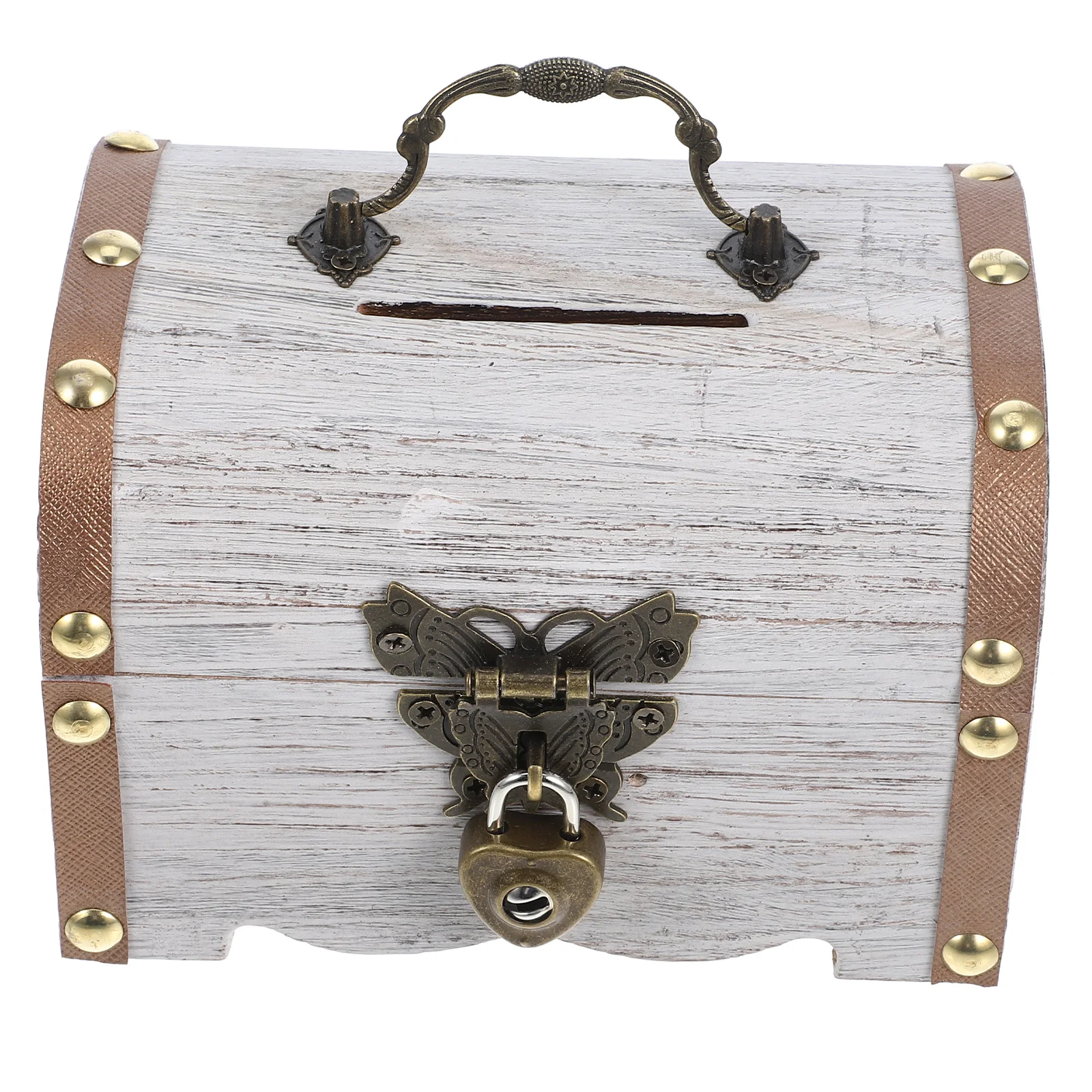 

Vintage Wooden Coin Bank Treasure Chest Box Key Lock Rustic Money Storage Keepsake Piggy Bank For Wedding Home Decor