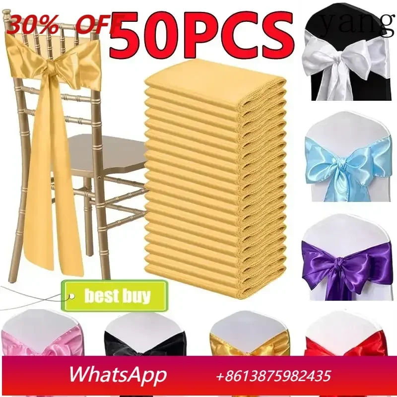 

10/50PC Satin Bow Sash Wedding Chair Decoration Ribbon Butterfly Tie Band For Christmas Birthday Indoor/Outdoor Party Sashes