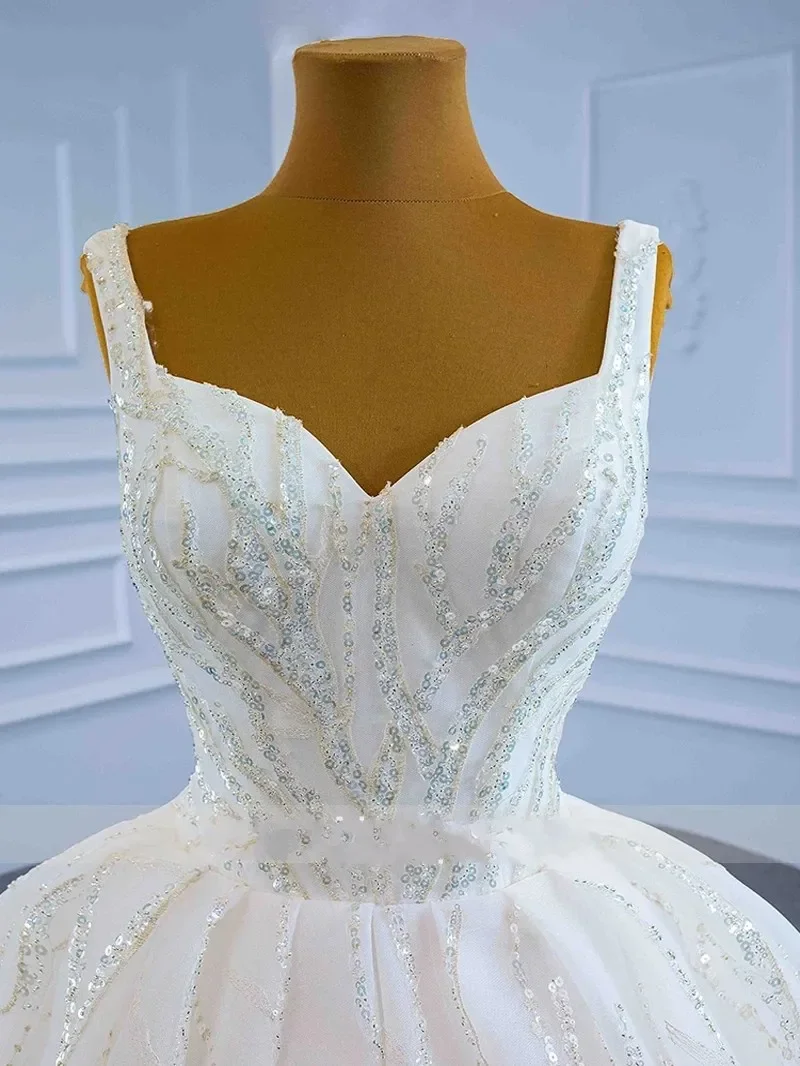 スパゲッティストラップスパンコールレースボールガウンウェディングドレス 2026 新着花嫁フォーマルローブマリアージュ Vestidos De Novia