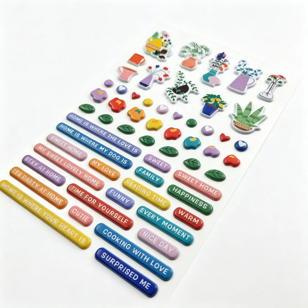 Creative Path Puffy Mini Scrapbooking Journaling Sticker Wiederverwendbare Kleine Vase Stern Herz Motivierende Sätze Deko-Sticker – Detail 18